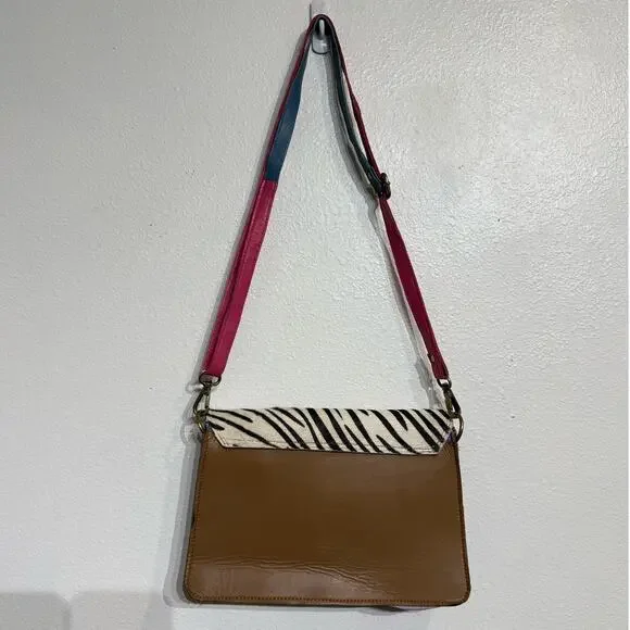 Pink Zebra Leather Crossbody Purse - Picture 10 of 12